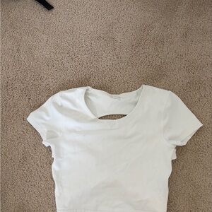 White Keyhole Crop Top - Women